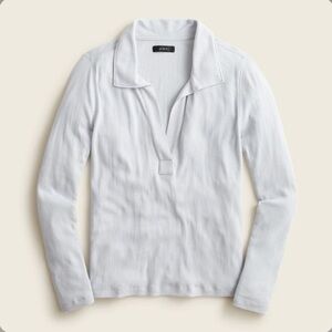 Jcrew Collared Ribbed Long Sleeve Tee